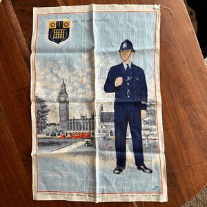 VTG Irish Linen Tea Towel City of Westminster Policeman Big Ben 20x30